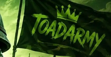 A ToadArmy flag waves over the swamp